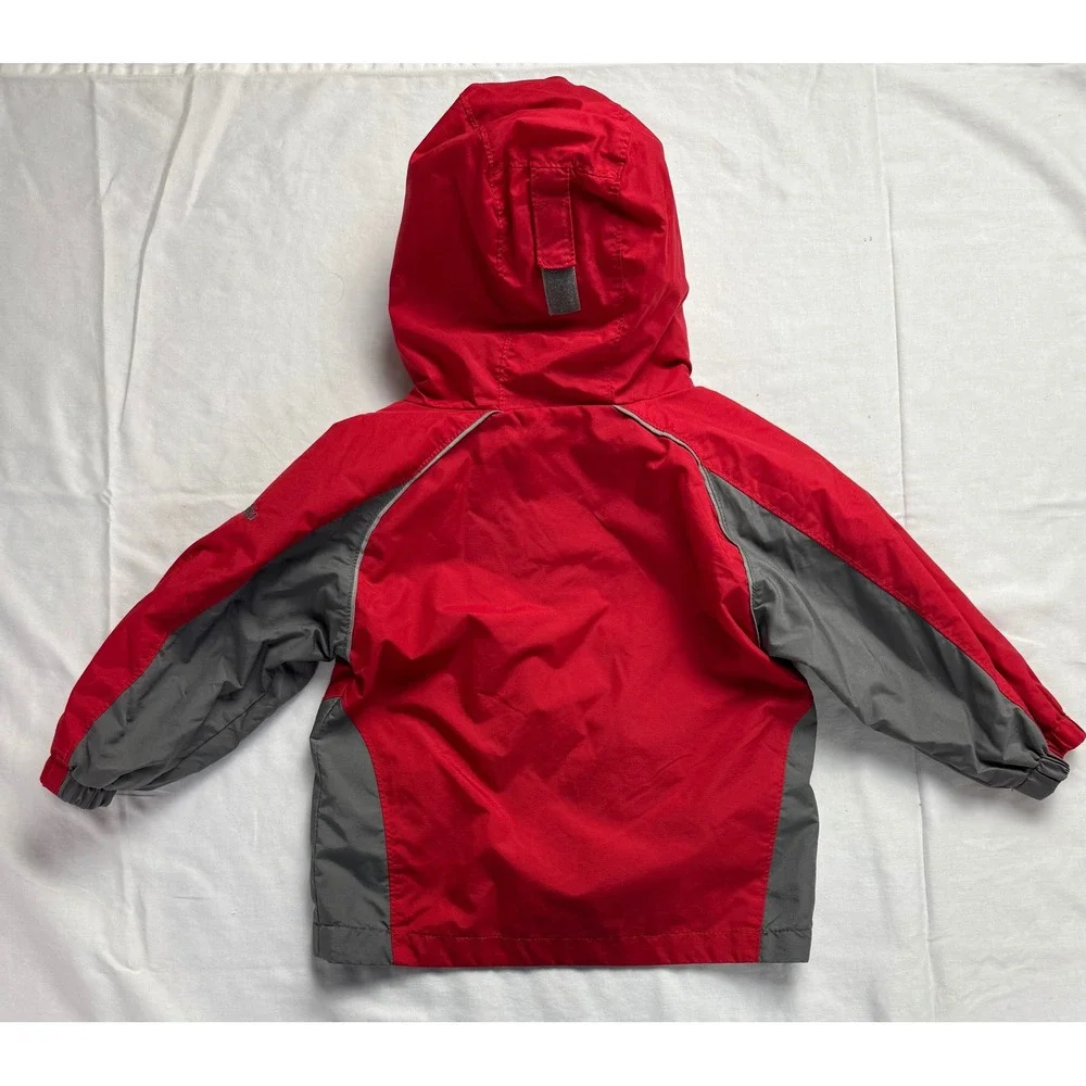 Columbia Toddler Boys Red Grey Hooded Windbreaker Jacket 2T